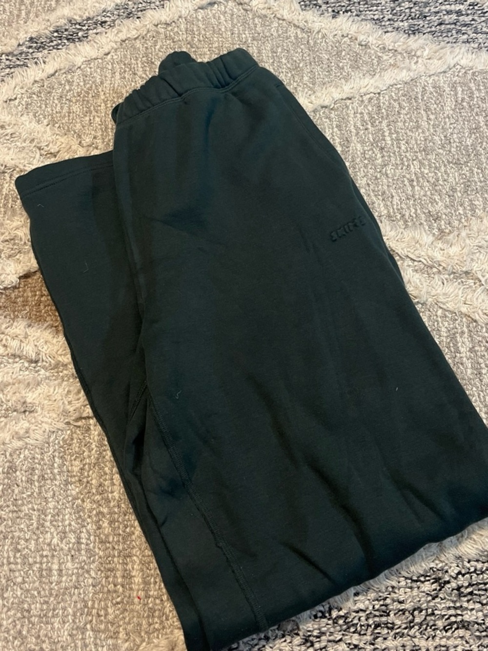 Skims Embroidered Logo Sweatshirt in Dark Green - Picture 2 of 2
